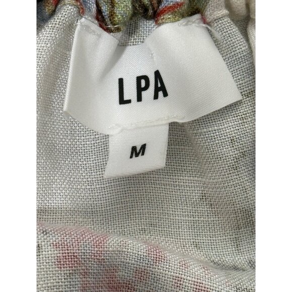 Revolve LPA Floral Belted Romper Bell Sleeves Cottagecore Linen Blend Size M - Picture 3 of 8